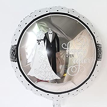 Луксозен балон с изображение на сватбена рокля и костюм, идеален за сватбени тържества и празненства от Party Deluxe.