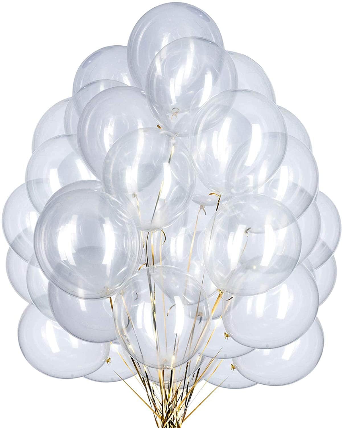 Прозрачни балони за парти, декоративни прозрачни балони за рожден ден, сватба и събития, комплект с златни ленти, перфектни за украса на празници и събития, Party Deluxe.