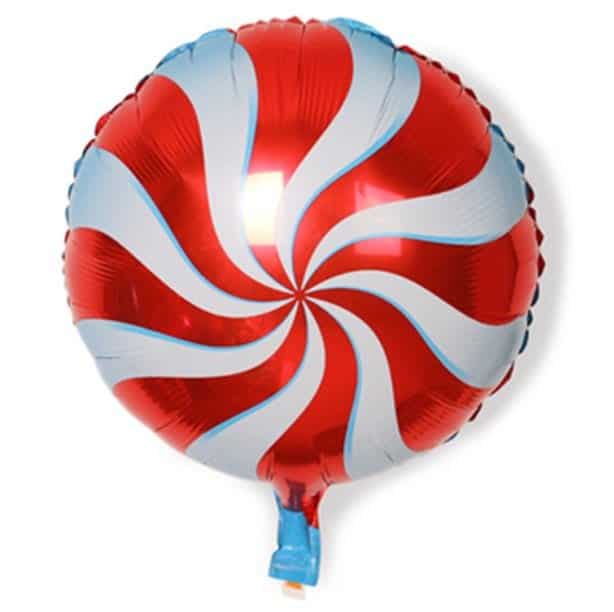 Зелен балон с червено и бяло сладко райе за парти събития, украса и забавления за всеки повод.