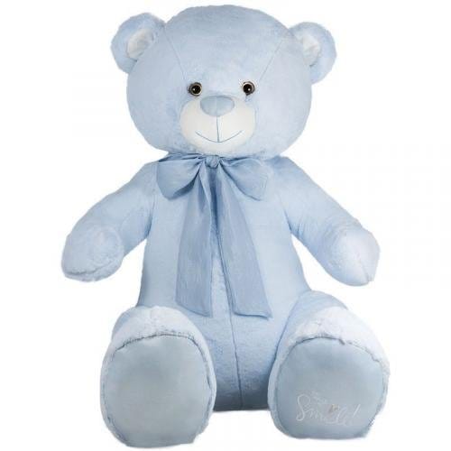 Мека играчка мечка в светлосин цвят, перфектна за подарък за деца, празници и събития за рождени дни, музикални и тематични партии.