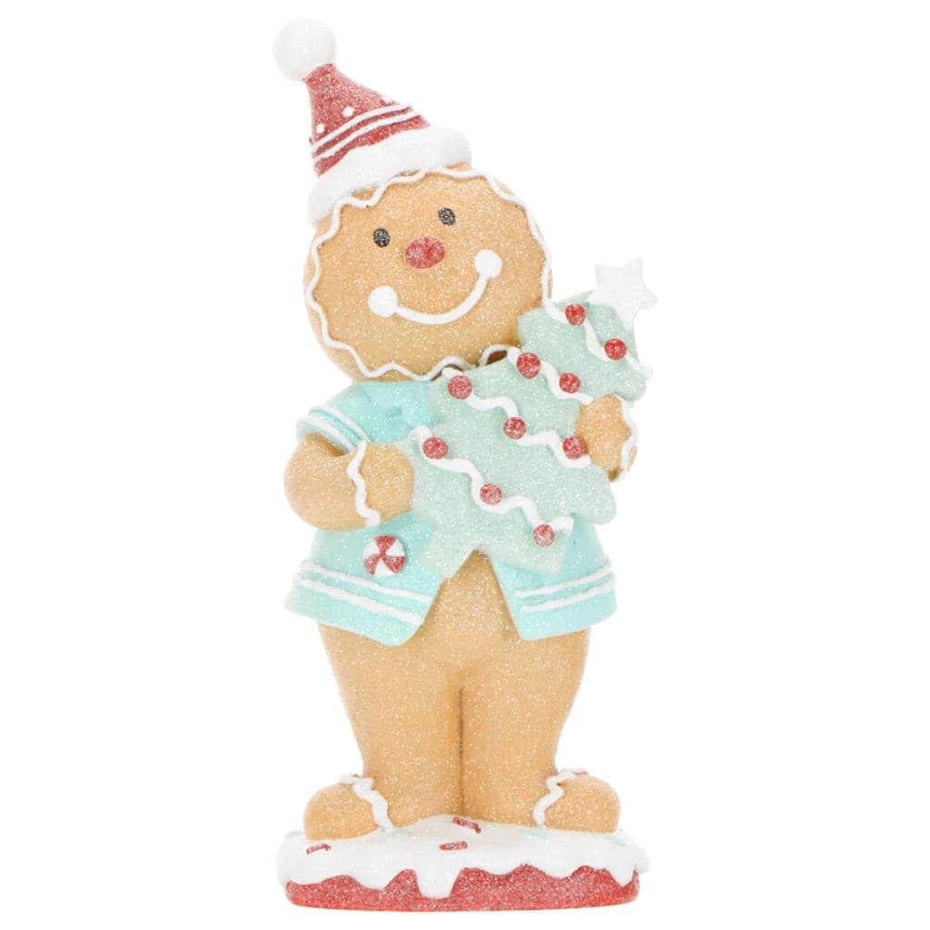 Детайл украса Коледна сладка фигурка мече със сладки подаръци и шапка, празнична декорация за рожден ден и коледни празници.