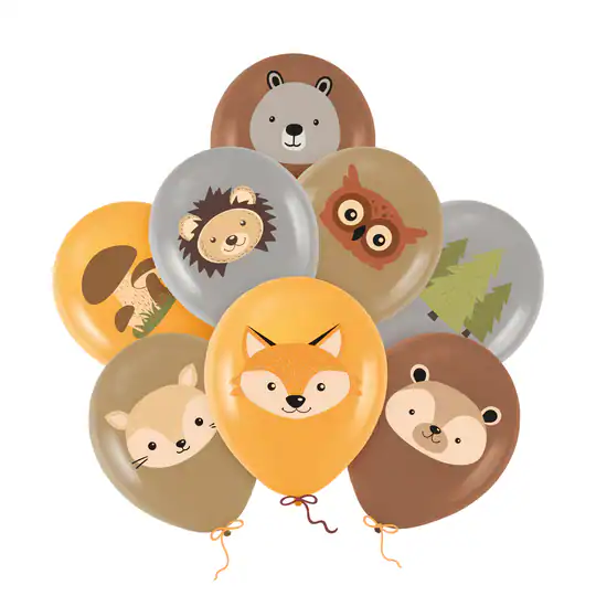 Цели въздушни балони с животински мотиви за детски партита, събиране и декорация, тематични балони за рожден ден и празници.